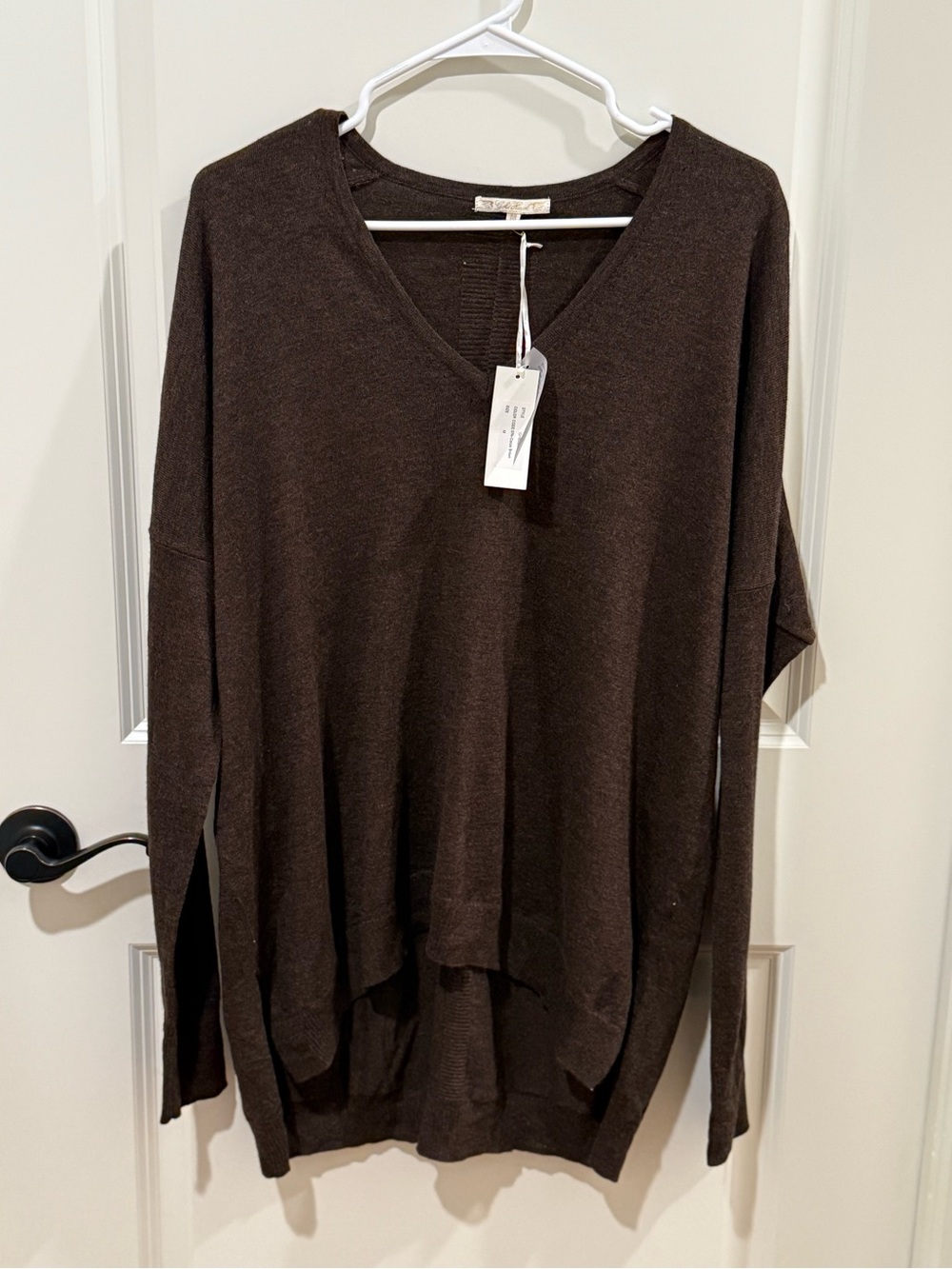 Gold Hawk Wool High Low Sweater Dolman Sleeve Slouchy Brown Size Medium NWT